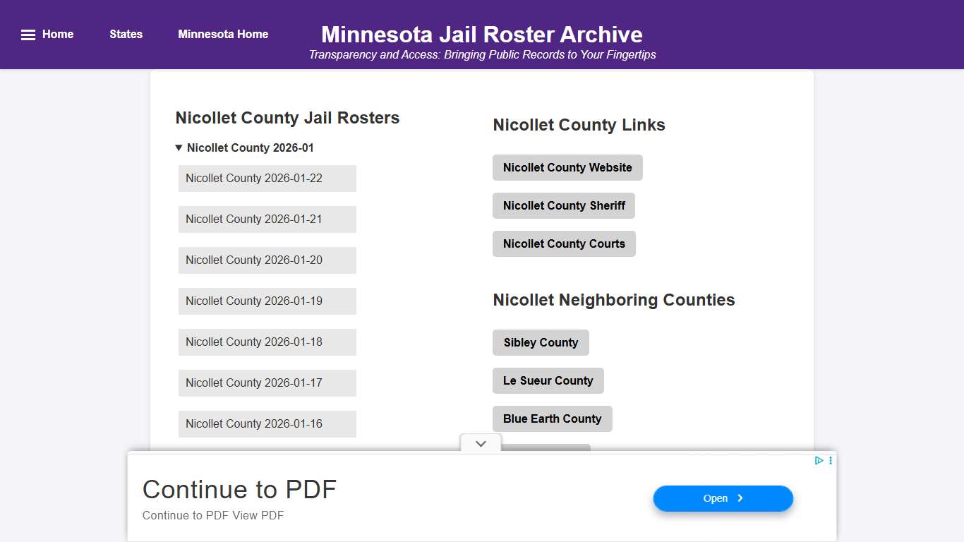 Nicollet County - Minnesota Jail Rosters