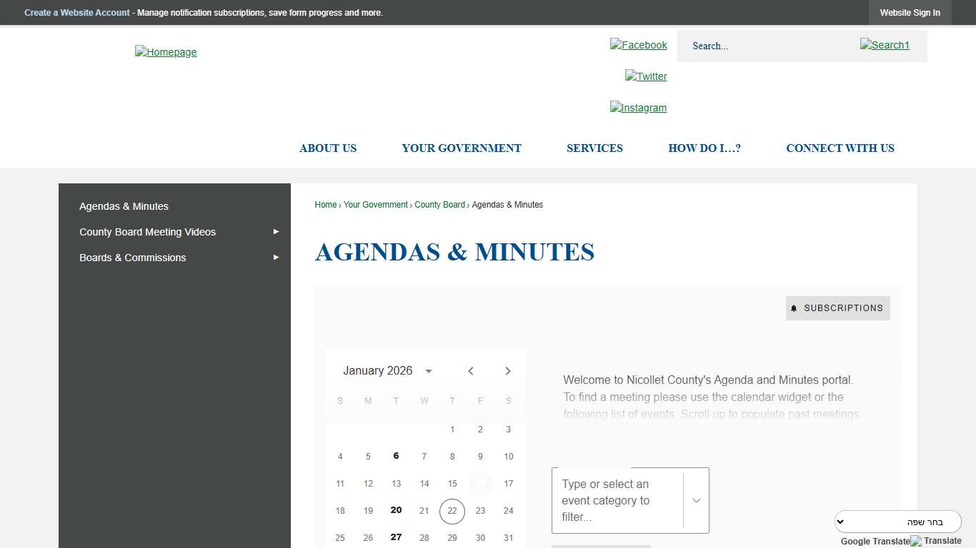 Agendas & Minutes Nicollet County, MN - Official Website