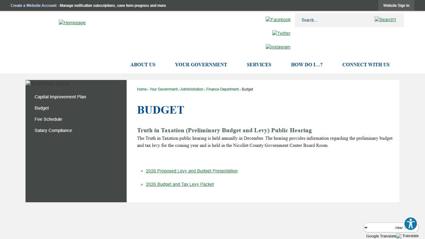 Budget Nicollet County, MN - Official Website
